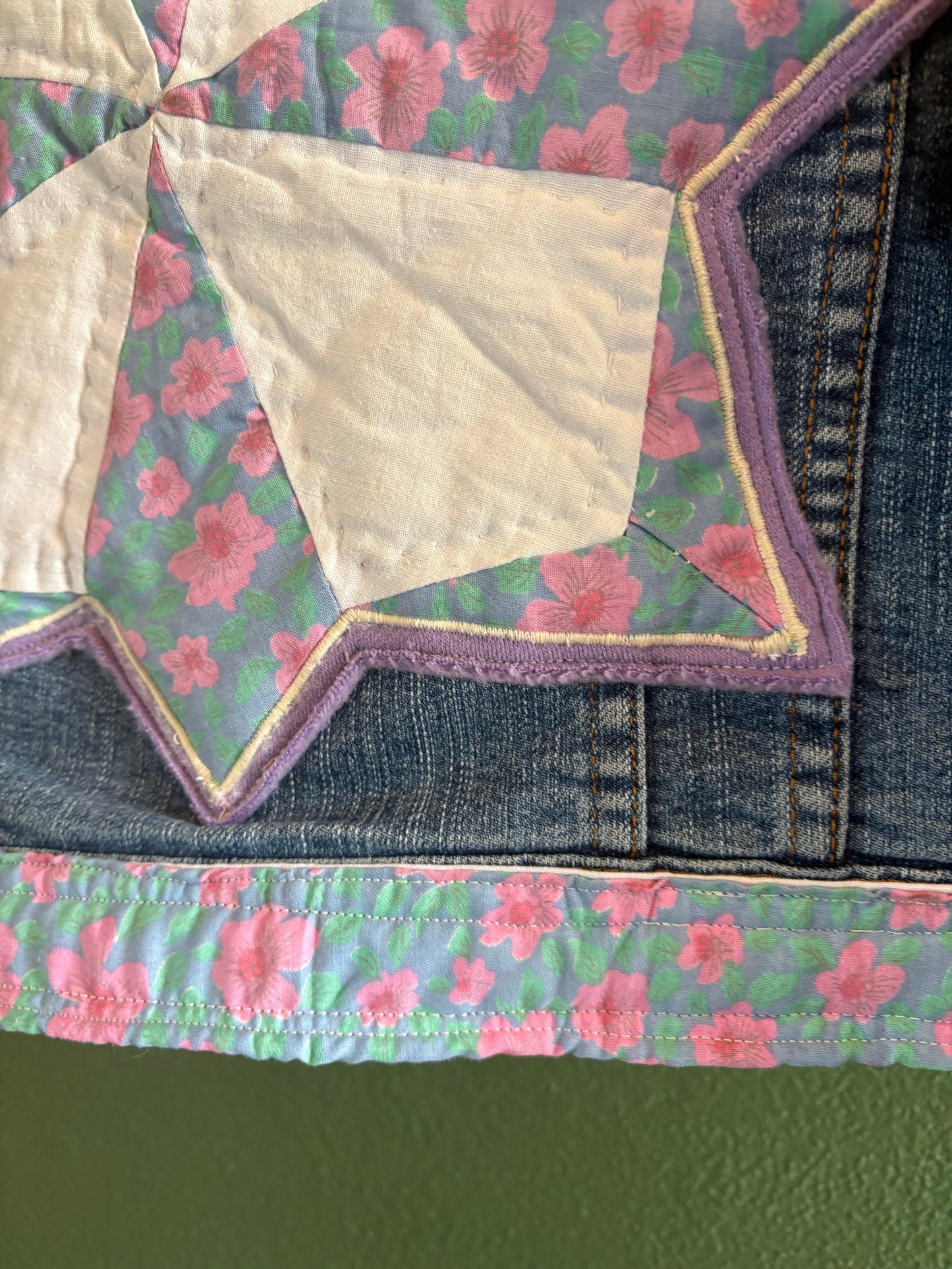 Denim Quilt Star Jacket with Trim
