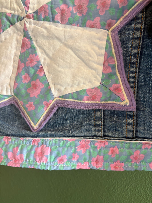 Denim Quilt Star Jacket with Trim