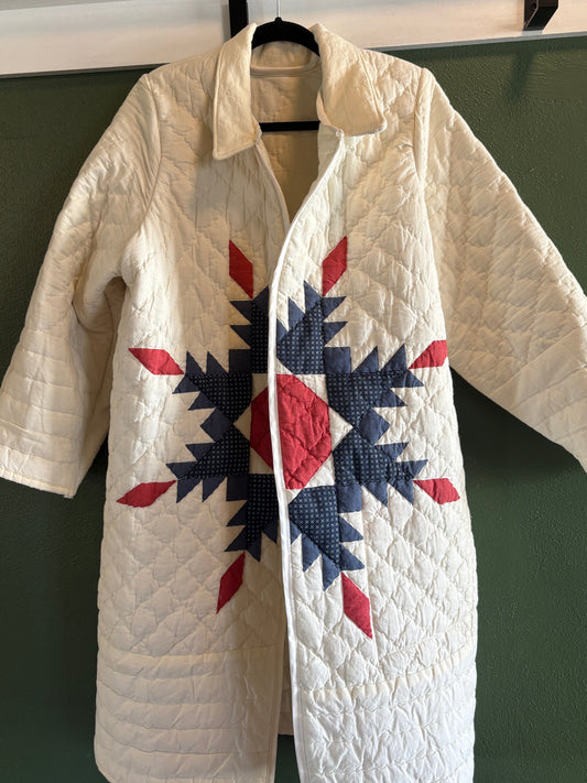 White Quilt Block Coat
